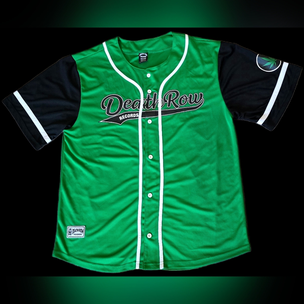Death Row Records Green Black Baseball Jersey #91 Men's L Hip Hop Rap 2XL - Picture 2 of 15
